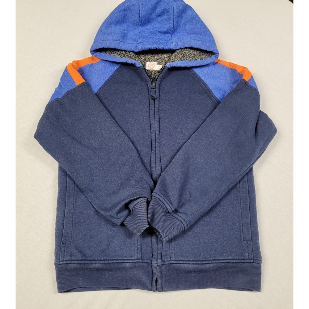 Wonder Nation Boy's Size XL (14/16) Faux Sherpa-Lined Full-Zip Hoodie Blue Navy